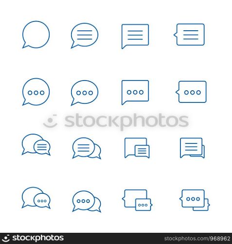Outline thin Speech bubble icons set on white background. Vector illustration.