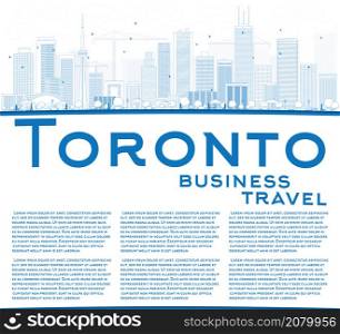 Outline Toronto skyline with blue buildings and copy space. Vector illustration. Business travel and tourism concept with place for text. Image for presentation, banner, placard and web site.