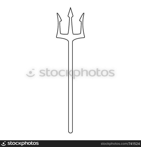 Outline trident isolated on white background. Devil, neptune trident. Line style. Clean and modern vector illustration for design, web.
