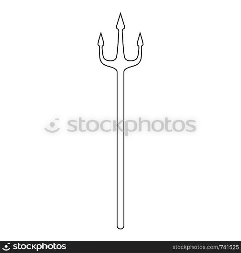 Outline trident isolated on white background. Devil, neptune trident. Line style. Clean and modern vector illustration for design, web.