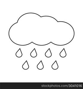 Outline vector cloud with falling rain isolated white. Outline vector cloud with falling rain isolated white. Linear icon for weather illustration