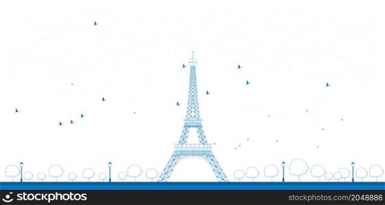 Outline Vector illustration of Eiffel Tower