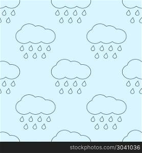 Outline vector rainy clouds seamless pattern. Outline vector rainy clouds seamless pattern. Linear style background illustration