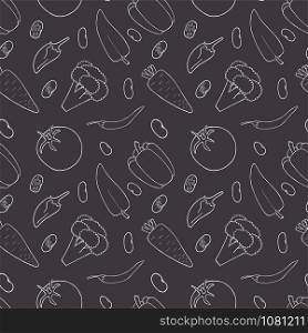 Outline vegetable seamless pattern. Decorative natural backdrop vector. Vector line print design. Diet menu. Vector abstract graphic design.. Outline vegetable seamless pattern