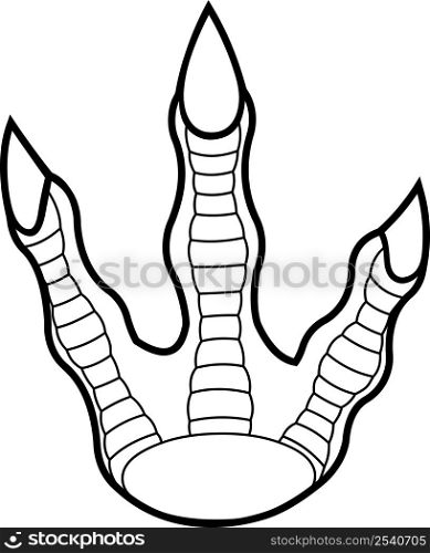 Outlined Allosaurus Dinosaur Paw With Claws Print Logo Design. Vector Hand Drawn Illustration Isolated On White Background