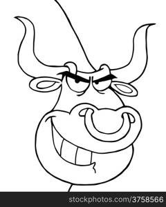 Outlined Angry Bull Head