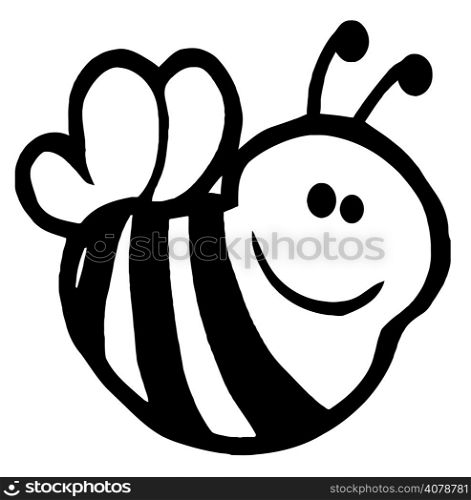 Outlined Bee Cartoon Character