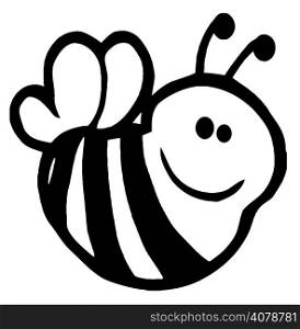 Outlined Bee Cartoon Character
