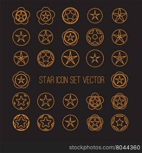 outlined bright star icon set on dark background vector illustration