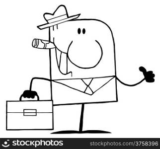 Outlined Businessman Holding A Thumb Up