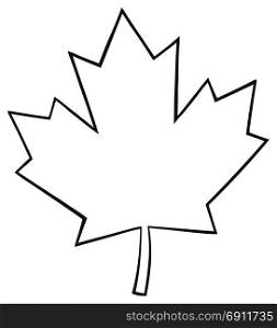Outlined Canadian Maple Leaf Line Cartoon Drawing. Illustration Isolated On White Background