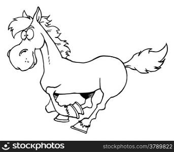 Outlined Cartoon Horse Running