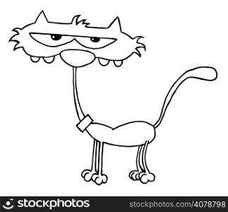 Outlined Cat Cartoon Charactrer