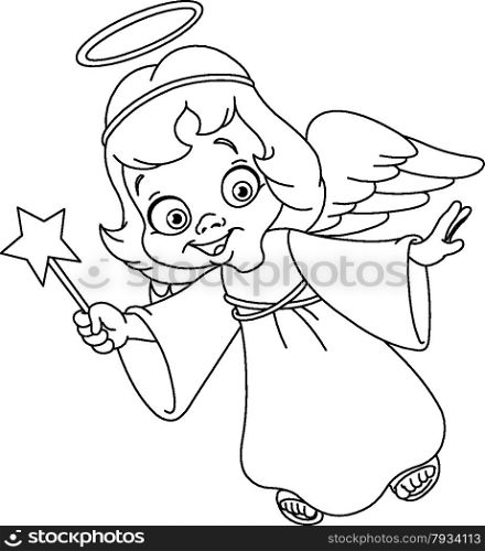 Outlined Christmas angel. Coloring page.