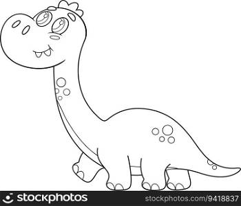 Outlined Cute Baby Triceratops Dinosaur Cartoon Character Walking. Vector Hand Drawn Illustration Isolated On Transparent Background