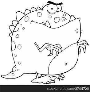 Outlined Dinosaur Cartoon Character