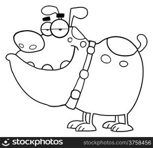 Outlined Dog Cartoon Character