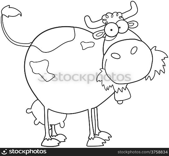 Outlined Farm Dairy Cow Cartoon Character