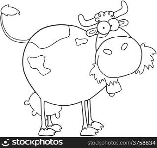 Outlined Farm Dairy Cow Cartoon Character