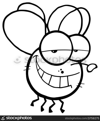 Outlined Fly Cartoon Character