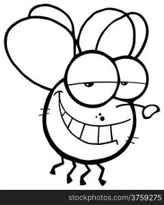 Outlined Fly Cartoon Character