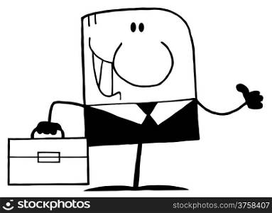 Outlined Happy Businessman Holding A Thumb Up