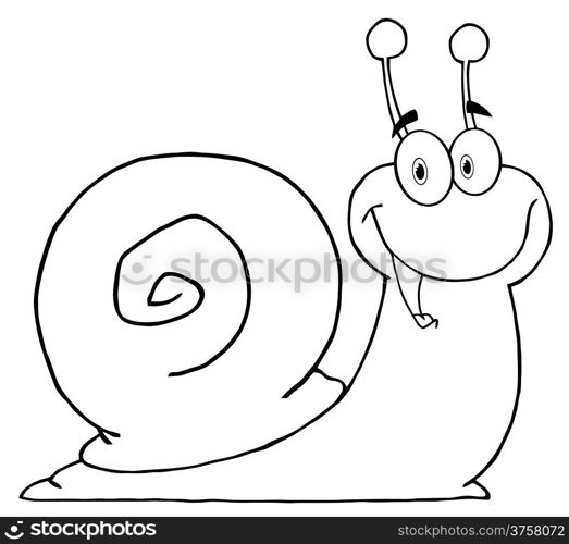 Outlined Happy Cartoon Snail