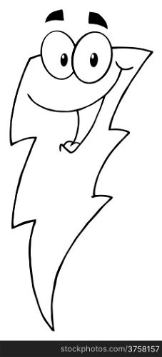 Outlined Happy Lightning Mascot Cartoon Character