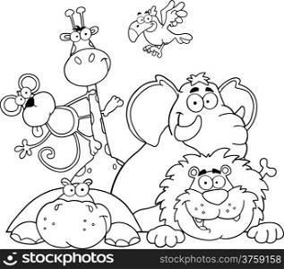 Outlined Jungle Animals