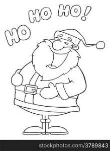 Outlined Laughing Santa Claus