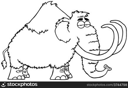 Outlined Mammoth Cartoon Character