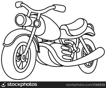 Outlined motorcycle. Vector line art illustration coloring page.