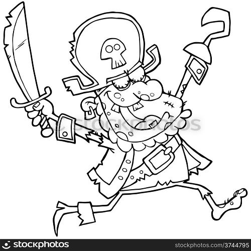 Outlined Pirate Zombie