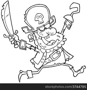 Outlined Pirate Zombie