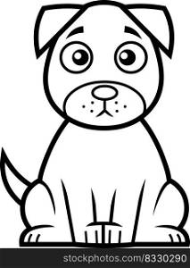 Outlined Sad Dog Cartoon Character. Vector Hand Drawn Illustration Isolated On Transparent Background