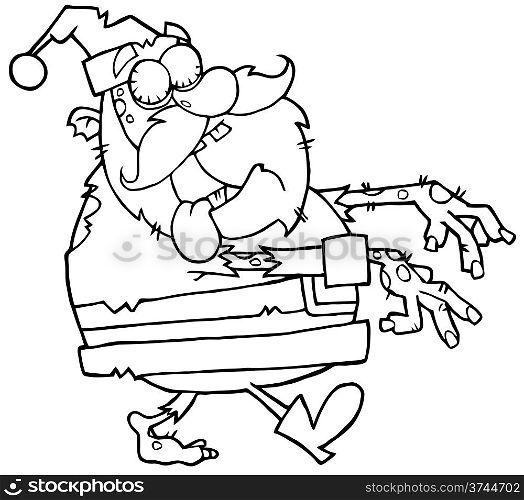 Outlined Santa Zombie Walking With Hands In Front