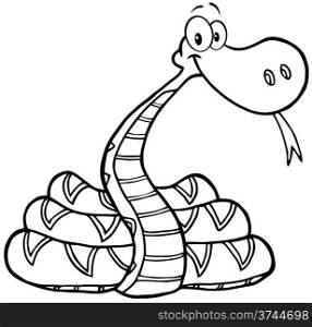 Outlined Snake Cartoon Character