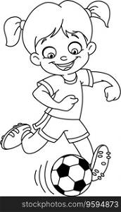 Outlined soccer girl vector image