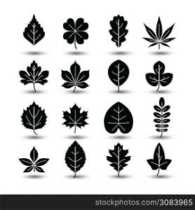 Outlined tree leaf line icons,vector illustration