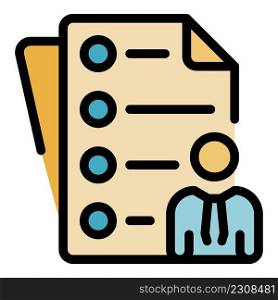 Outsource business papers icon. Outline outsource business papers vector icon color flat isolated. Outsource business papers icon color outline vector