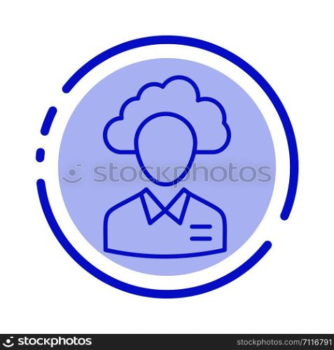Outsource, Cloud, Human, Management, Manager, People, Resource Blue Dotted Line Line Icon