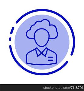 Outsource, Cloud, Human, Management, Manager, People, Resource Blue Dotted Line Line Icon