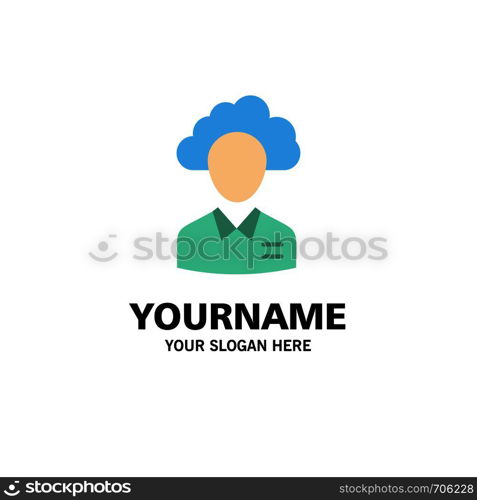 Outsource, Cloud, Human, Management, Manager, People, Resource Business Logo Template. Flat Color