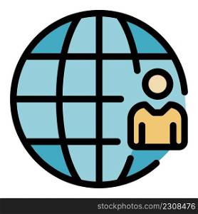 Outsource international icon. Outline outsource international vector icon color flat isolated. Outsource international icon color outline vector