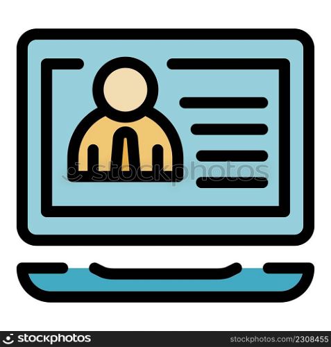 Outsource laptop icon. Outline outsource laptop vector icon color flat isolated. Outsource laptop icon color outline vector