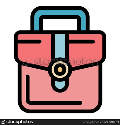 Outsource leather bag icon. Outline outsource leather bag vector icon color flat isolated. Outsource leather bag icon color outline vector