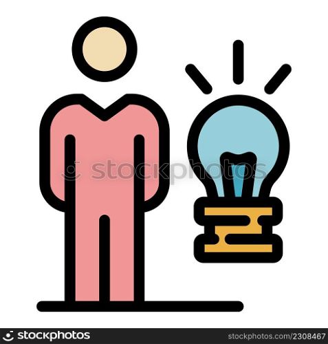 Outsource new idea icon. Outline outsource new idea vector icon color flat isolated. Outsource new idea icon color outline vector