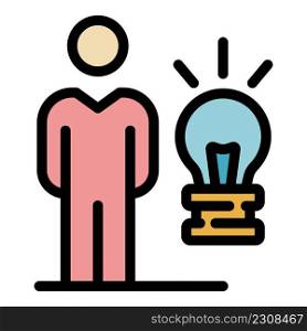 Outsource new idea icon. Outline outsource new idea vector icon color flat isolated. Outsource new idea icon color outline vector