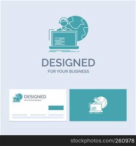 outsource, outsourcing, allocation, human, online Business Logo Glyph Icon Symbol for your business. Turquoise Business Cards with Brand logo template.