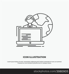 outsource, outsourcing, allocation, human, online Icon. Line vector gray symbol for UI and UX, website or mobile application